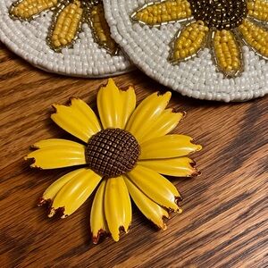 Vintage Yellow Sunflower Brooch